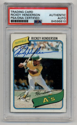 Rickey Henderson 1980 Topps #482 PSA Authentic Auto