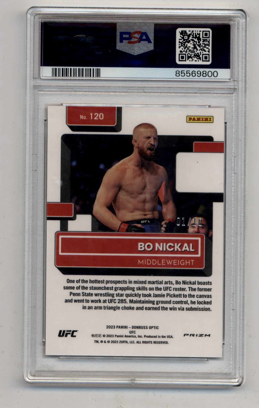 Bo Nickal 2023 Donruss Optic UFC Gold 01/10 PSA 10 Gem Mint