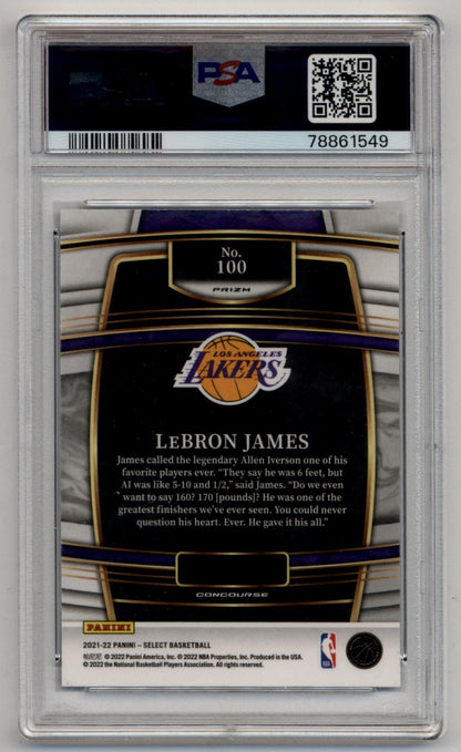 LeBron James 2021-22 Select Elephant Prizm #100 PSA 9 Mint