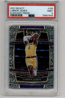 LeBron James 2021-22 Select Elephant Prizm #100 PSA 9 Mint