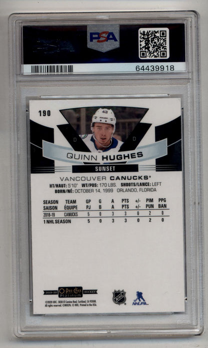 Quinn Hughes 2019-20 O-Pee-Chee Platinum Sunset PSA 10 Gem Mint