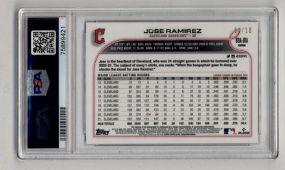 Jose Ramirez 2022 Ben Baller Chrome Rose Gold Auto 02/10 PSA 10 Gem Mint