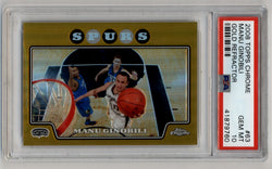 Manu Ginobili 2008-09 Topps Chrome Gold Refractor #63 36/50 PSA 10 Gem Mint