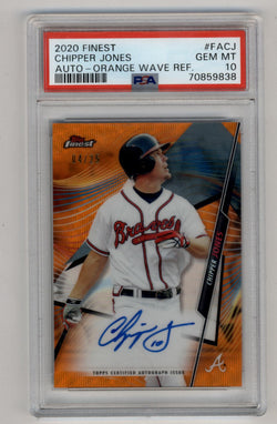 Chipper Jones 2020 Finest Orange Wave Refractor Auto 04/25 PSA 10 Gem Mint