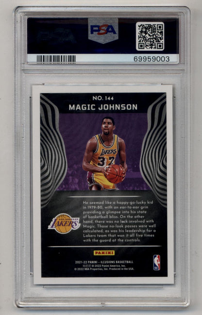 Magic Johnson 2021-22 Illusions Trophy Collection Green 3/5 PSA 9 Mint