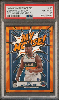 Zion Williamson 2020 Donruss Optic My House! Orange #22/39 PSA 10 Gem Mint