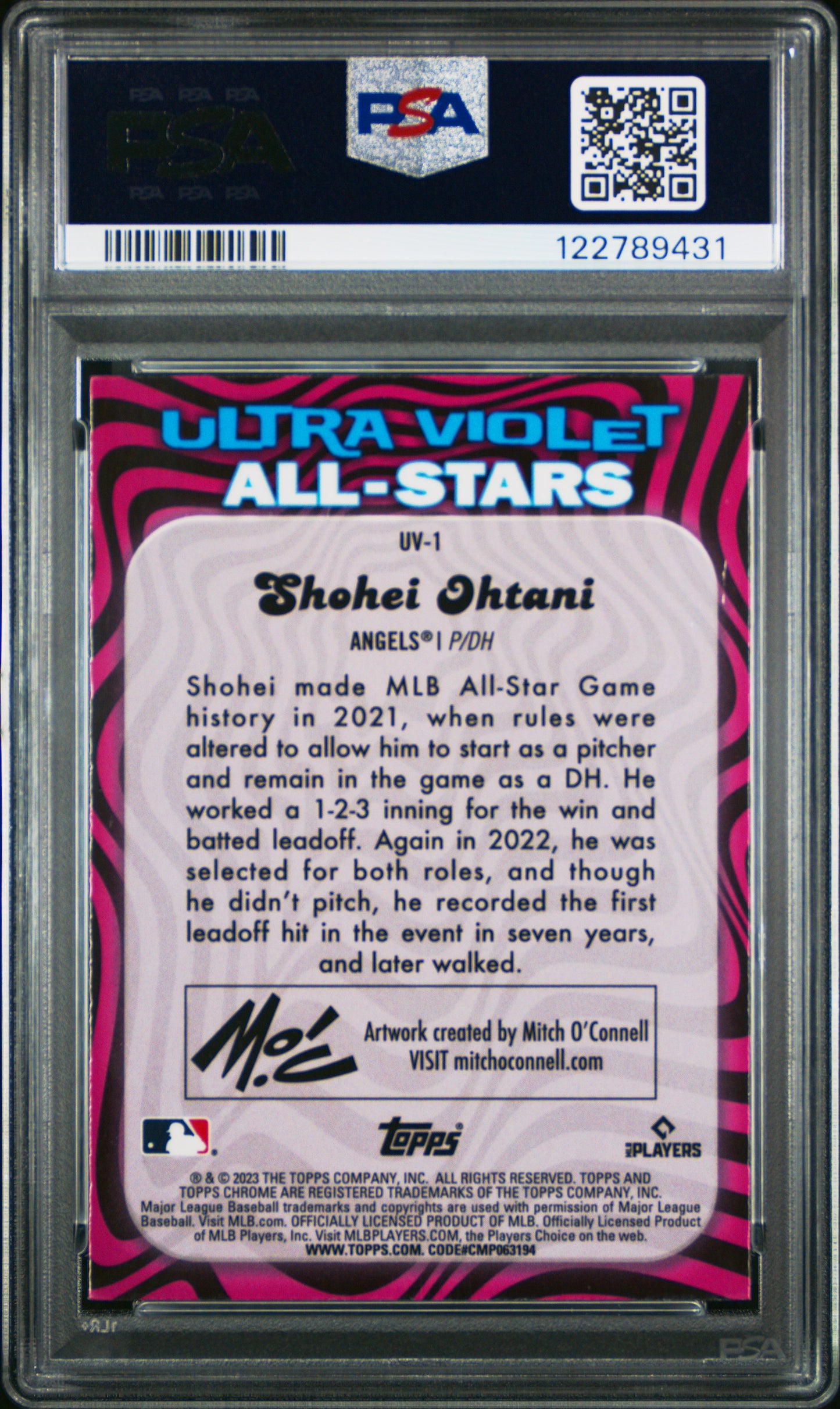 Shohei Ohtani 2023 Topps Chrome Ultraviolet All-Stars PSA 8 Nm-Mint