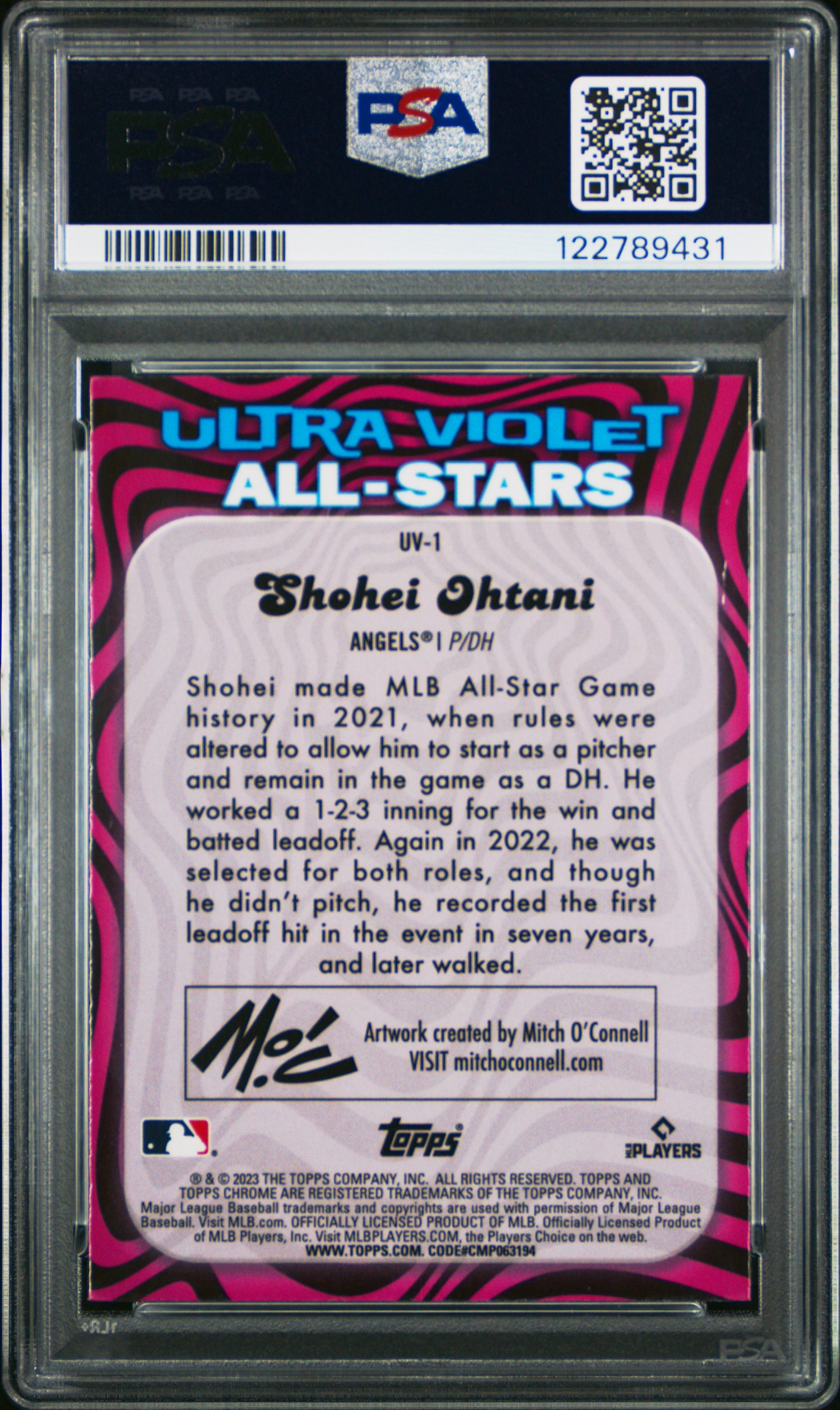 Shohei Ohtani 2023 Topps Chrome Ultraviolet All-Stars PSA 8 Nm-Mint
