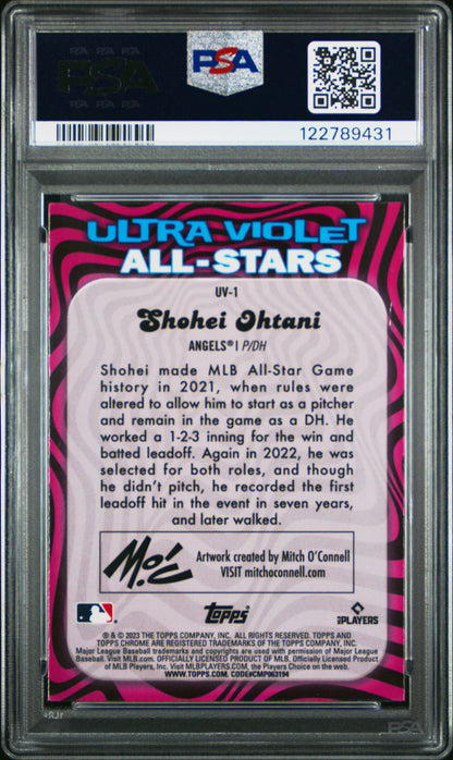Shohei Ohtani 2023 Topps Chrome Ultraviolet All-Stars PSA 8 Nm-Mint