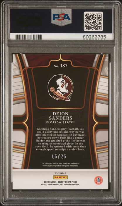 Deion Sanders 2023 Panini Select Draft Picks Tie-Dye #15/25 PSA 10 Gem Mint