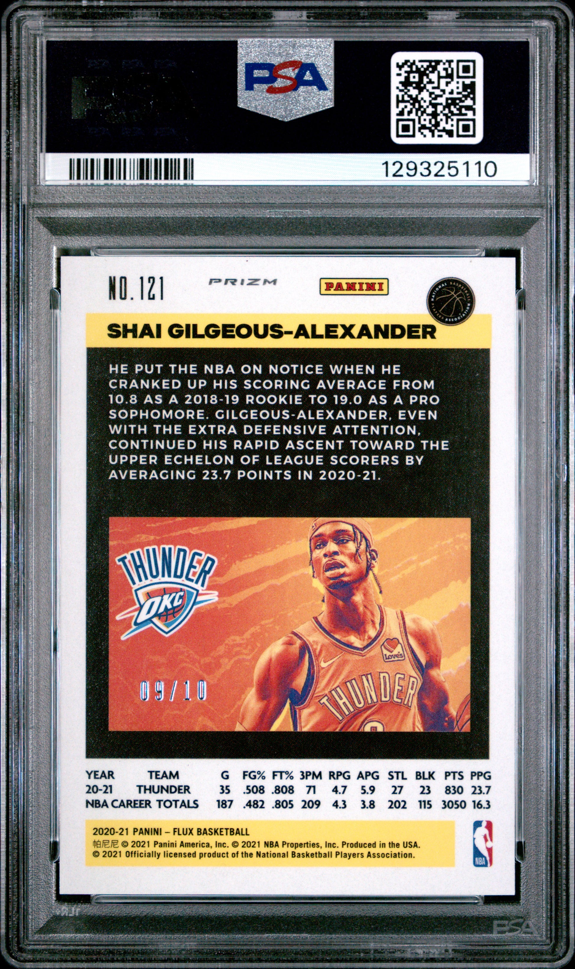 Shai Gilgeous-Alexander 2020 Panini Flux #121 Gold #9/10 PSA 9 Mint