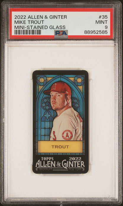 Mike Trout 2022 Topps Allen and Ginter Mini-Stained Glass #35 PSA 9 Mint