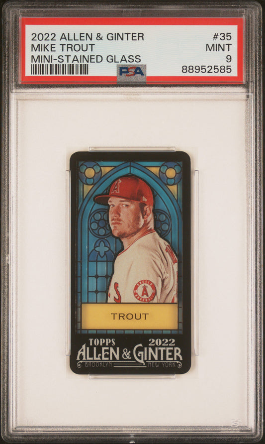 Mike Trout 2022 Topps Allen and Ginter Mini-Stained Glass #35 PSA 9 Mint