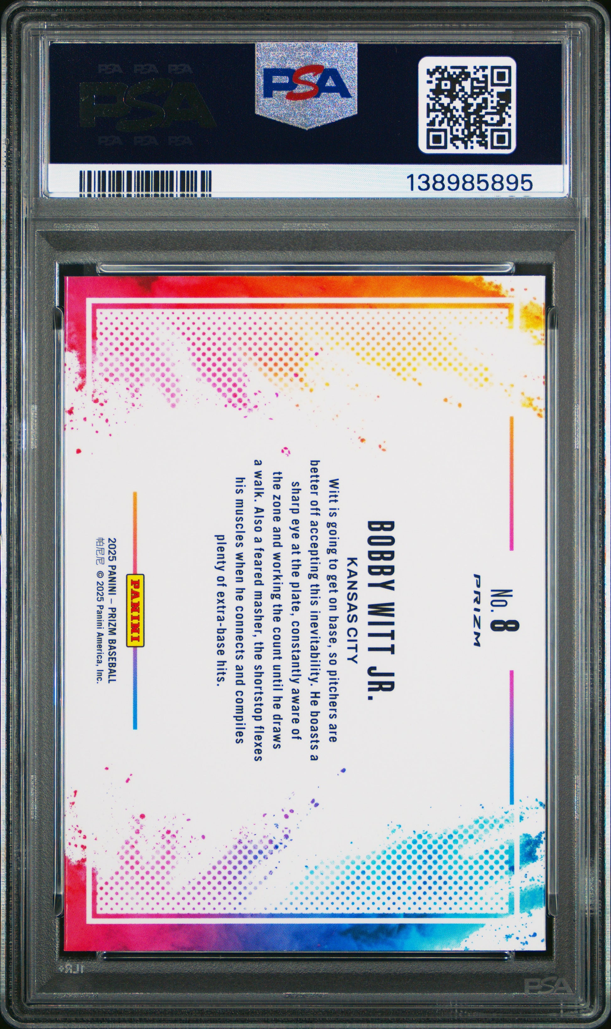 Bobby Witt Jr. 2025 Panini Prizm Color Blast PSA 10 Gem Mint