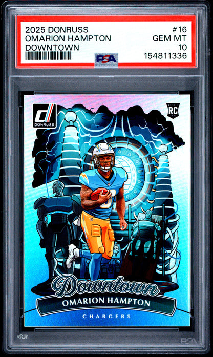 Omarion Hampton 2025 Donruss Downtown Rookie PSA 10 Gem Mint 1336