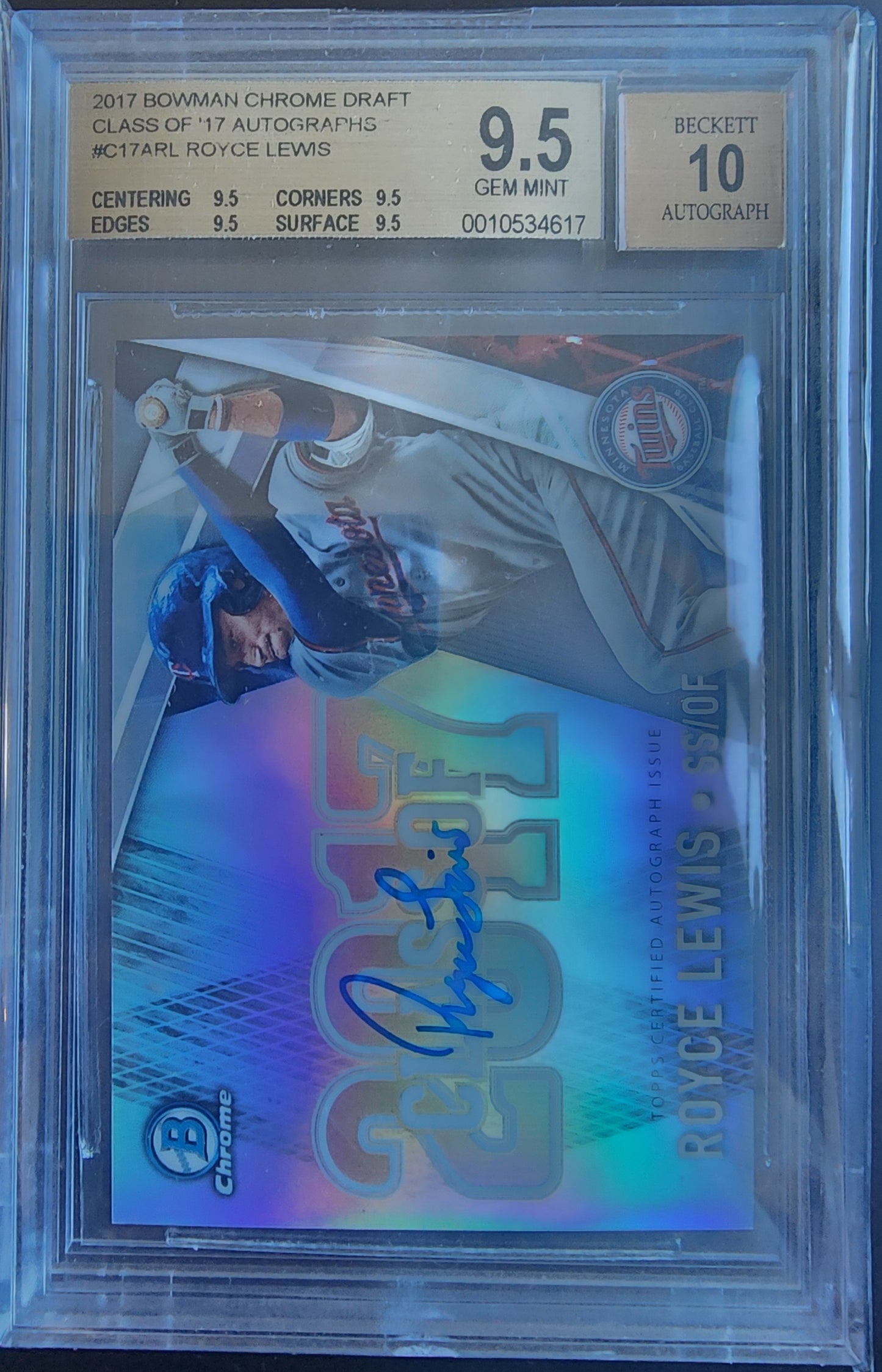 Royce Lewis 2017 Bowman Chrome Class of 2017 Auto BGS 9.5 Gem Mint Auto 10