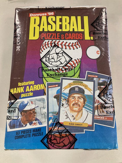 1986 Donruss Baseball Wax Box BBCE Wrapped FASC