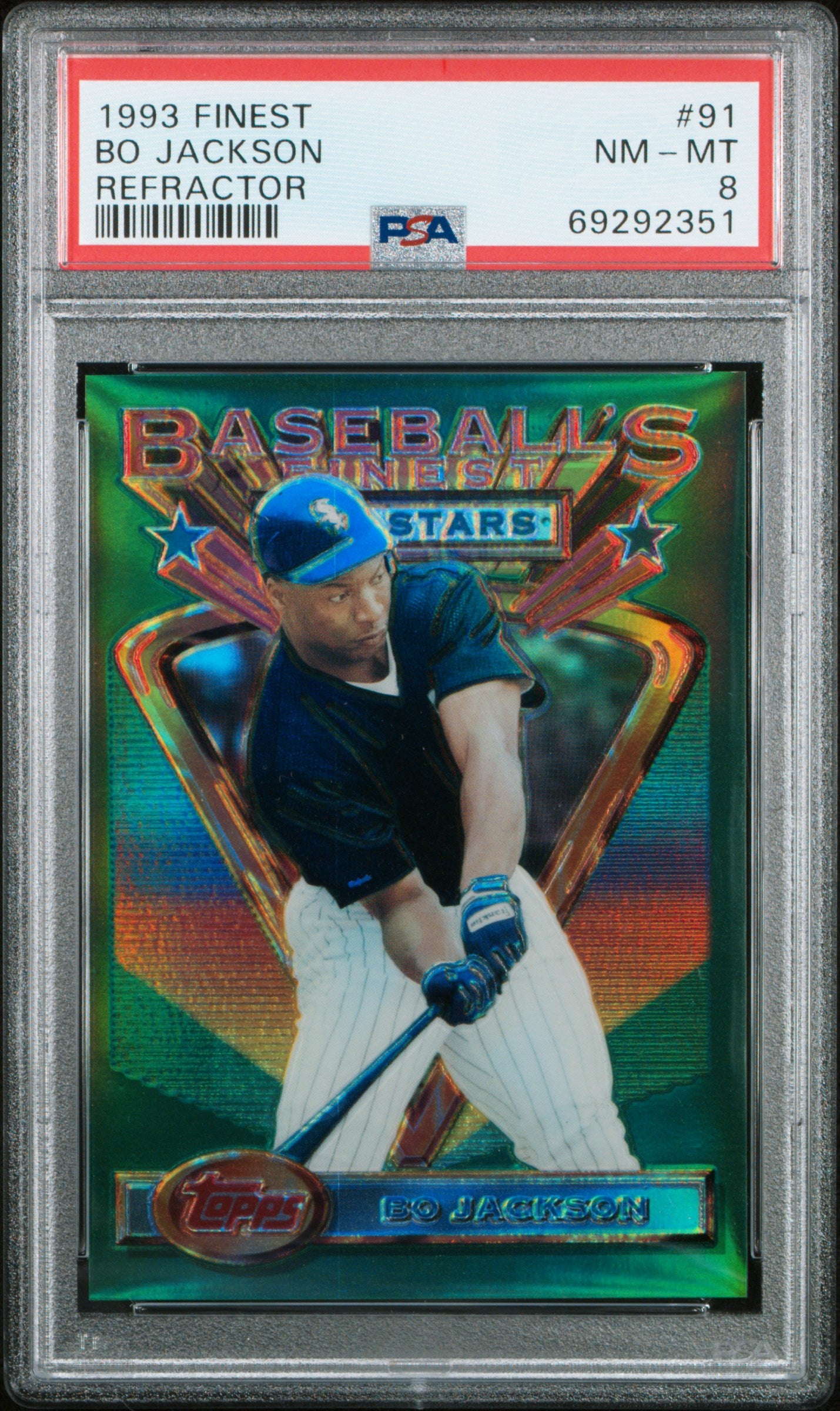 Bo Jackson 1993 Topps Finest All-Star Refractor #91 PSA 8 Nm-Mint