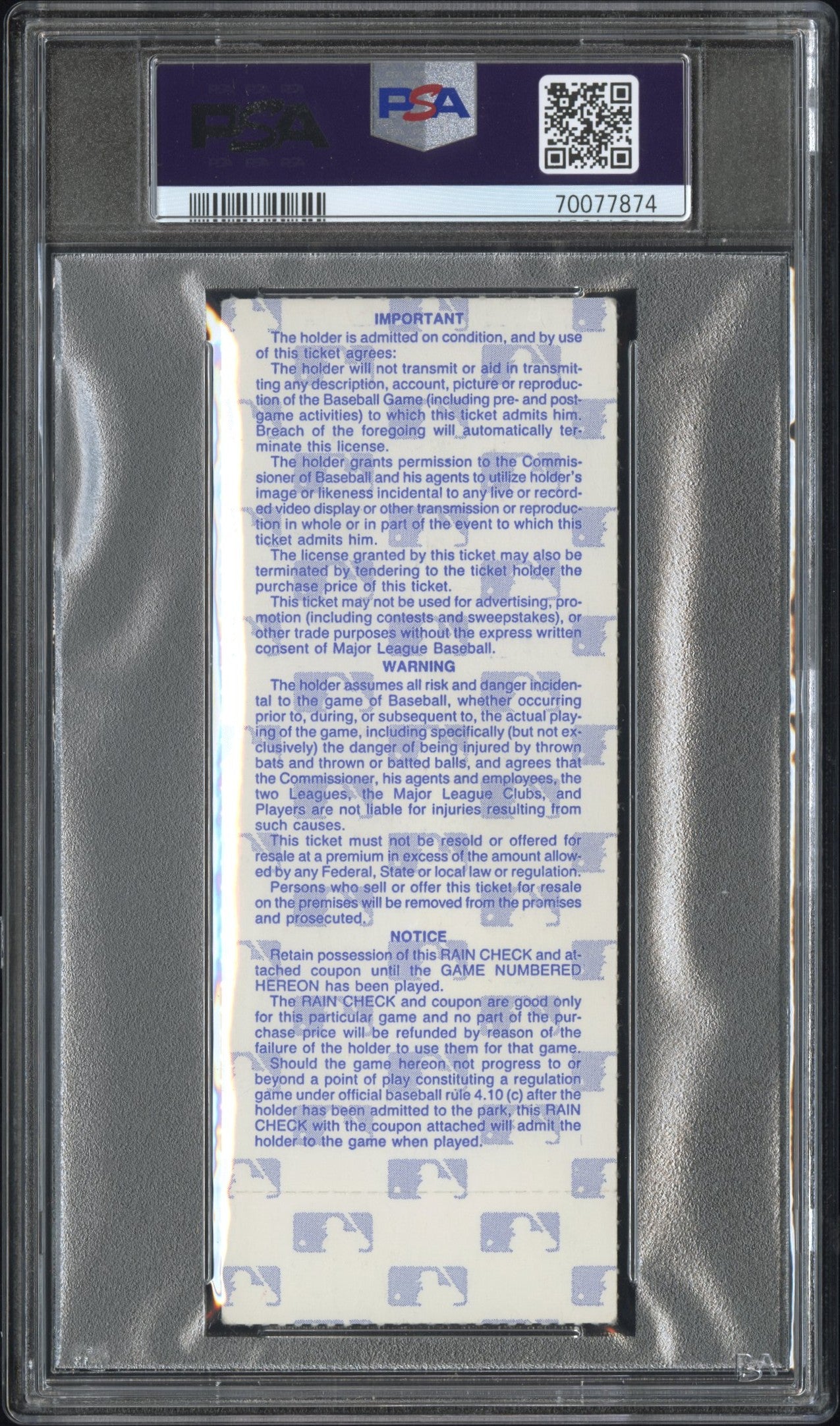 1987 World Series Game 6 Ticket Stub Signed by Kent Hrbek PSA Authentic