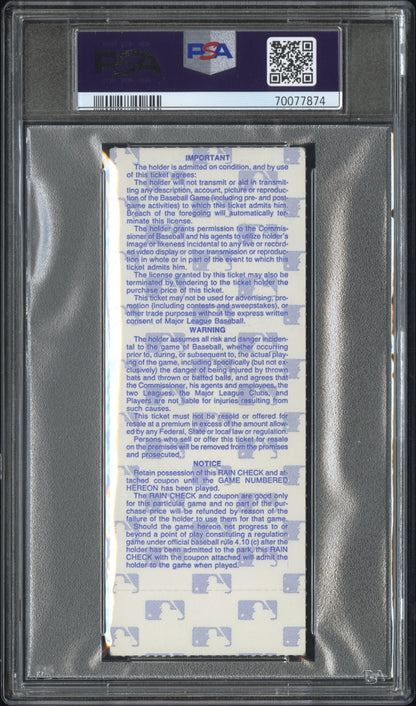 1987 World Series Game 6 Ticket Stub Signed by Kent Hrbek PSA Authentic