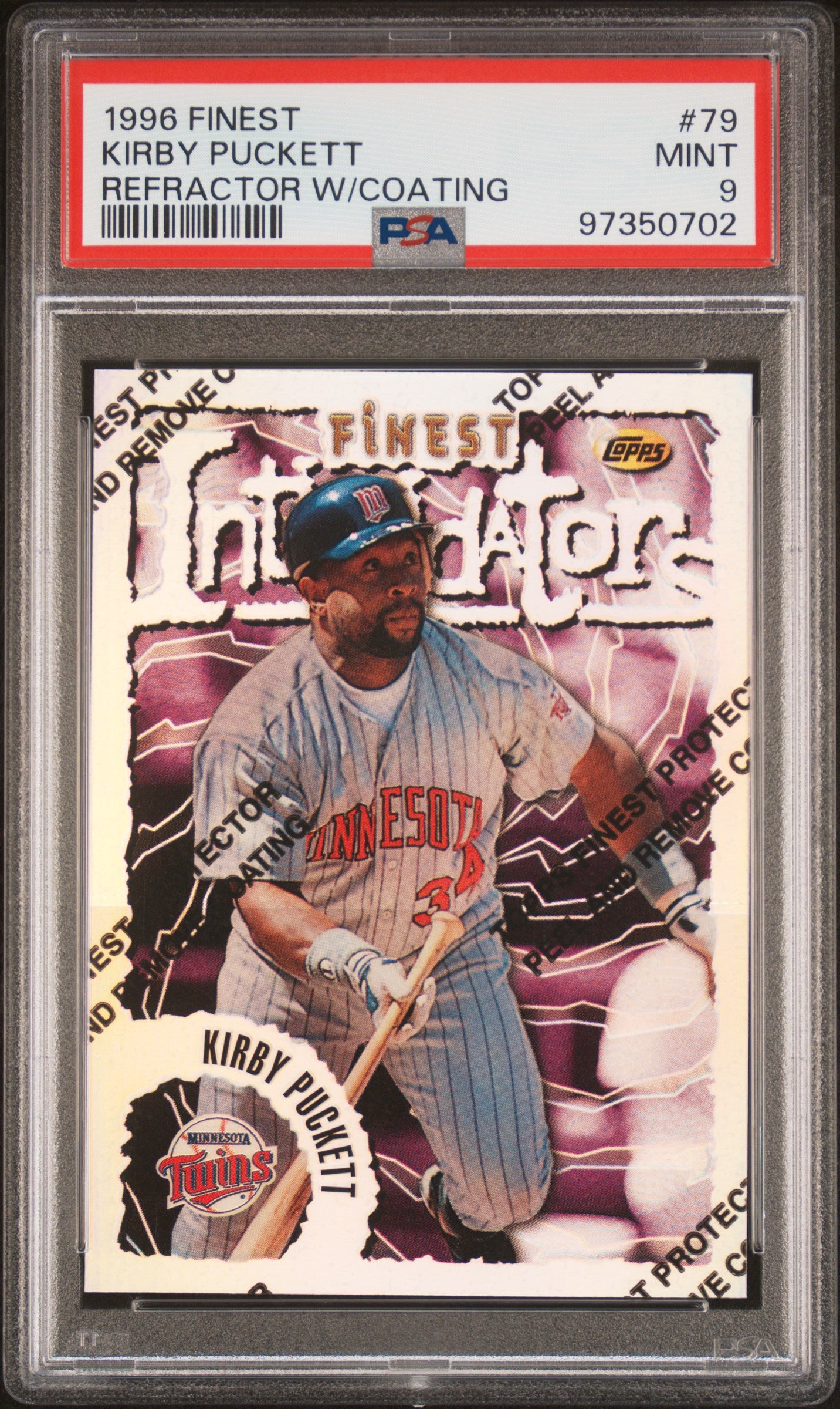 Kirby Puckett 1996 Finest #79 Refractor w/ Coating PSA 9 Mint