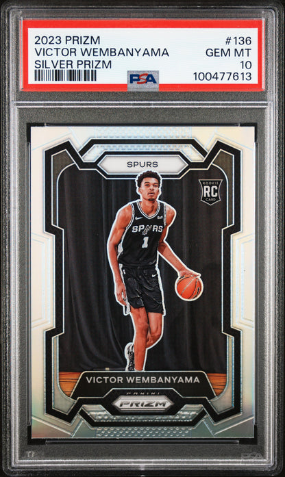 Victor Wembanyama 2023 Panini Prizm Rookie #136 Silver Prizm PSA 10 Gem Mint 7613