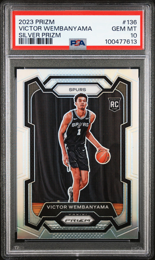 Victor Wembanyama 2023 Panini Prizm Rookie #136 Silver Prizm PSA 10 Gem Mint 7613