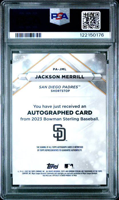 Jackson Merrill 2023 Bowman Sterling Auto PSA 10 Gem Mint