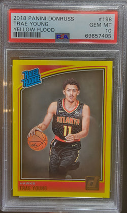 Trae Young 2018 Donruss #198 Yellow Flood PSA 10 Gem Mint