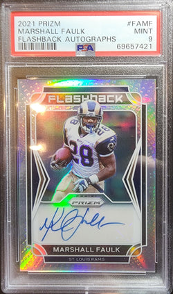 Marshall Faulk 2021 Prizm Flashback Autograph PSA 9 Mint