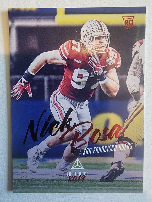 Nick Bosa 2019 Panini Luminance Red RC #3/10