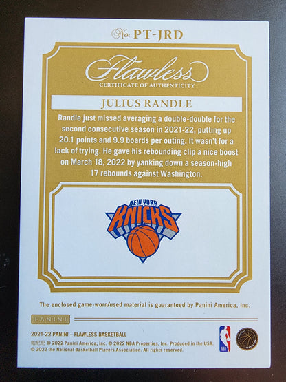 Julius Randle 2021 Panini Flawless Gold Jumbo Patch #7/10