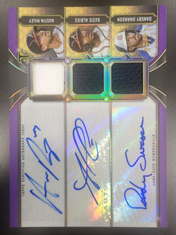 Austin Riley Ozzie Albies Dansby Swanson 2022 Topps Triple Threads Jersey Auto #9/27