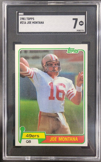 Joe Montana 1981 Topps #216 SGC 7 Near Mint