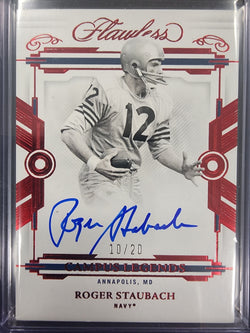 Roger Staubach 2022 Panini Flawless Collegiate Ruby Auto #10/20