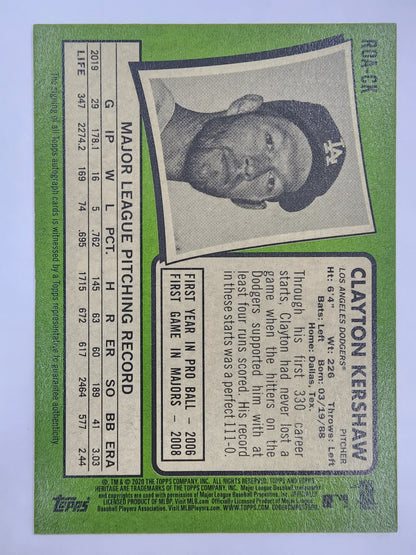 Clayton Kershaw 2020 Topps Heritage Real One Red Auto #40/71