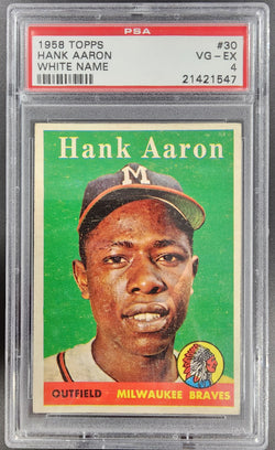 Hank Aaron 1958 Topps #30 White Name PSA 4 VG-EX