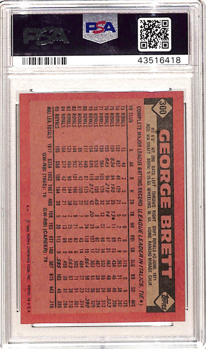 George Brett 1986 Topps #300 PSA 9 Mint