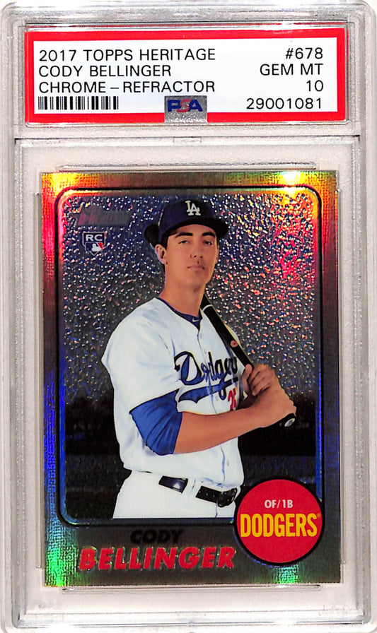 Cody Bellinger 2017 Topps Heritage Chrome Refractor #678 PSA 10 Gem Mint