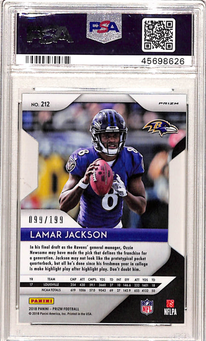 Lamar Jackson 2018 Panini Prizm Light Blue Die-Cut #99/199 PSA 10 Gem Mint