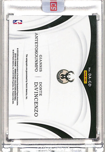 Giannis Antetokounmpo + Donte DiVincenzo 2018 Panini Immaculate Dual Auto #11/49