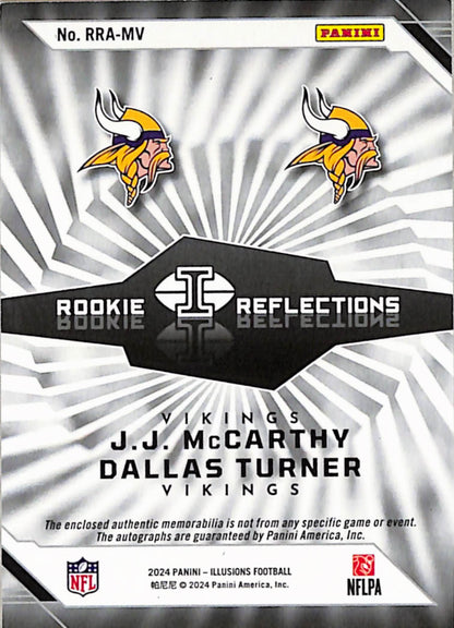 JJ McCarthy + Dallas Turner 2024 Panini Illusions Dual Patch Auto #38/99