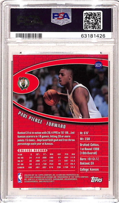Paul Pierce 1998 Stadium Club Chrome Refractor #34 PSA 10 Gem Mint