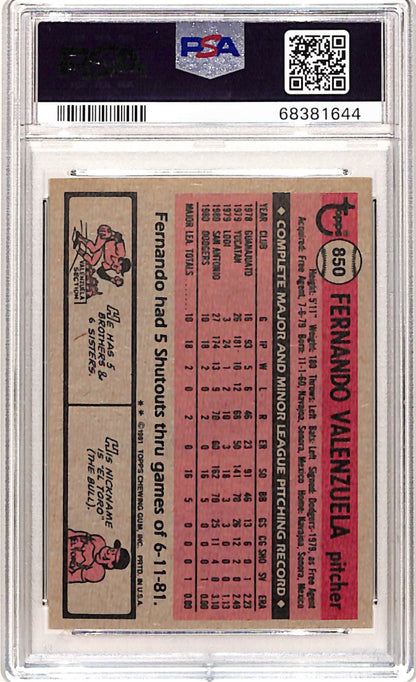 Fernando Valenzuela 1981 Topps Traded Rookie #850 PSA 10 Gem Mint