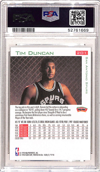 Tim Duncan 1997 Fleer Rookie #201 PSA 10 Gem Mint 1669