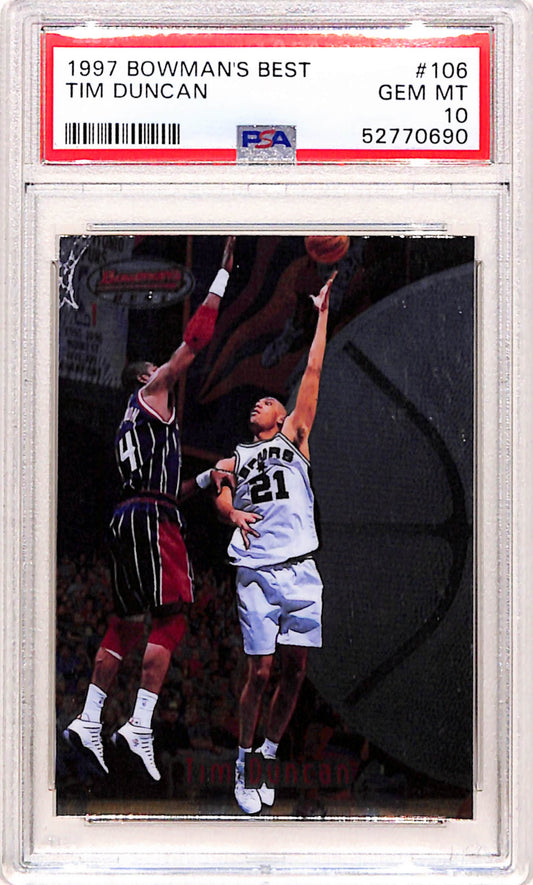 Tim Duncan 1997 Bowmans Best Rookie #106 PSA 10 Gem Mint 0690