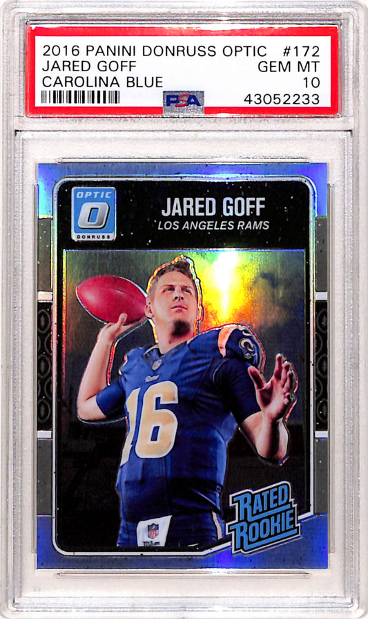 Jared Goff 2016 Donruss Optic Rookie #172 Carolina Blue #4/50 PSA 10 Gem Mint