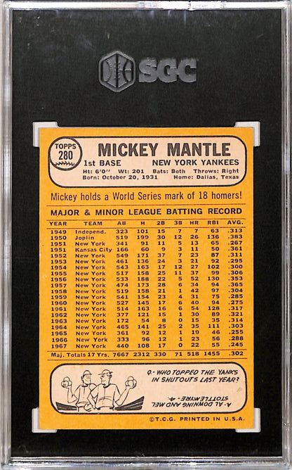 Mickey Mantle 1968 Topps #280 SGC 5.5 EX+