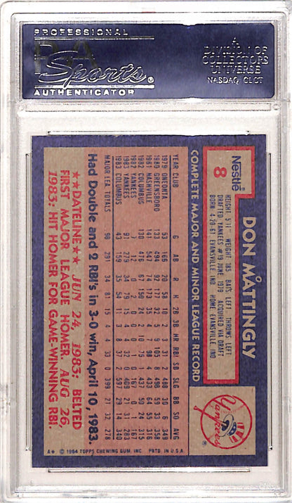 Don Mattingly 1984 Topps Nestle #8 PSA 10 Gem Mint