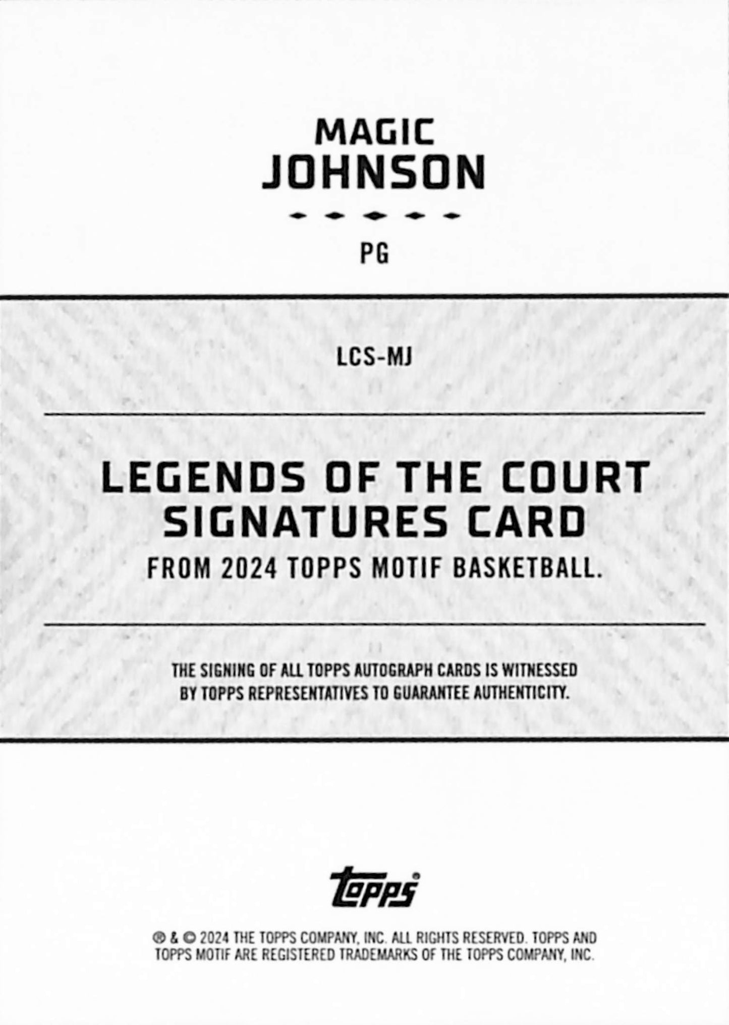 Magic Johnson 2024 Topps Motif Legends of the Court Red Auto #4/5